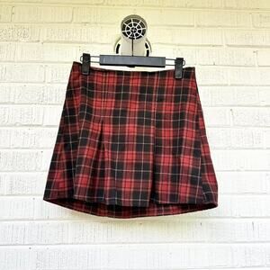 Brandy Melville Red Black Plaid Mini Skirt